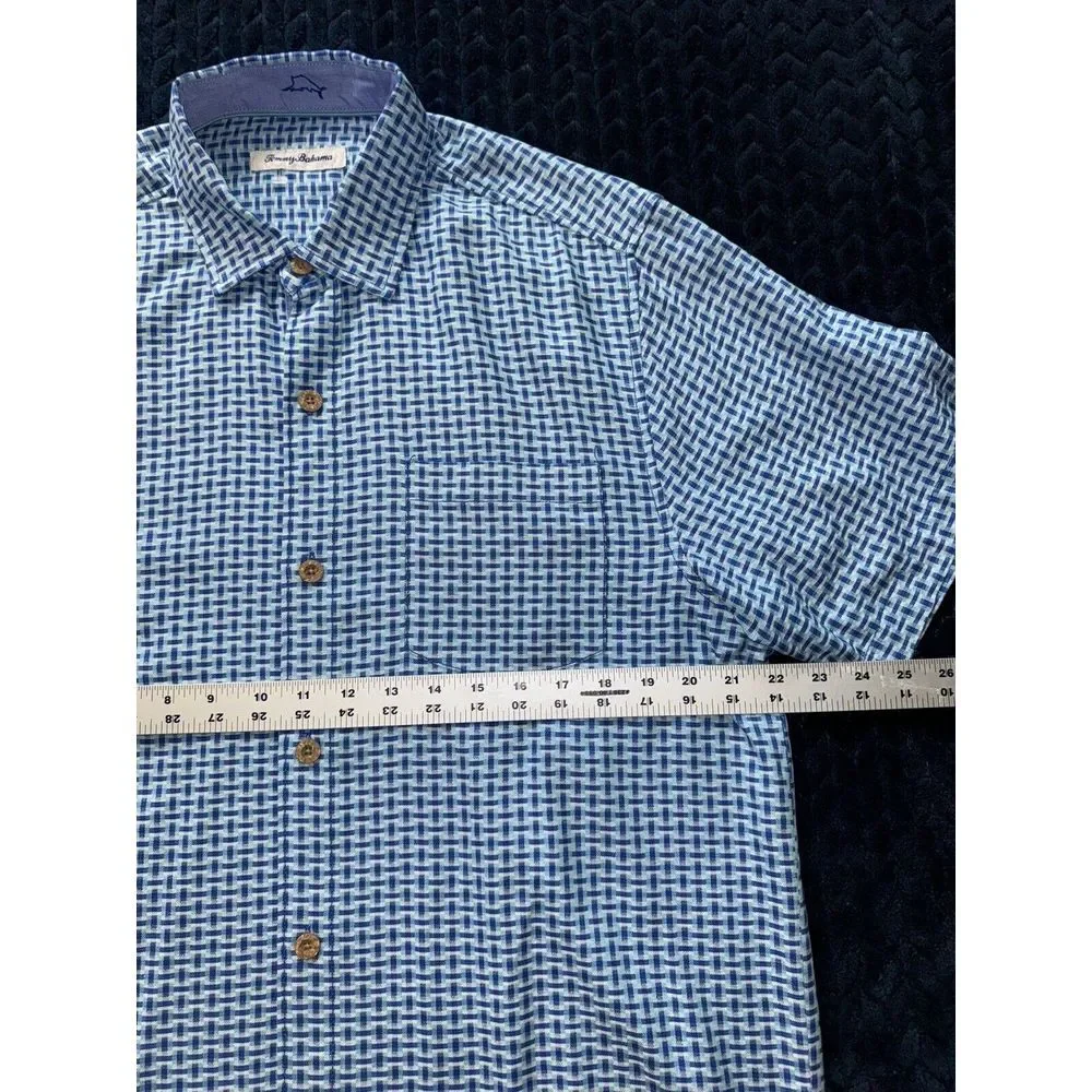 Tommy Bahama‎ Men's Checkered Button up Shirt Blue Island Size Medium